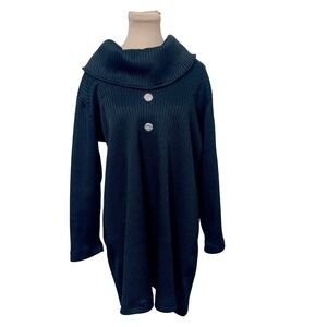 Shane Lee Inc‎ Women Ribbed Cowl Neck Tunic Sweater Medium Black Rhinestone
